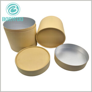 6.5 inch diameter kraft cardboard tube packgaing, the inside of the paper tube has aluminum foil to extend the shelf life of food