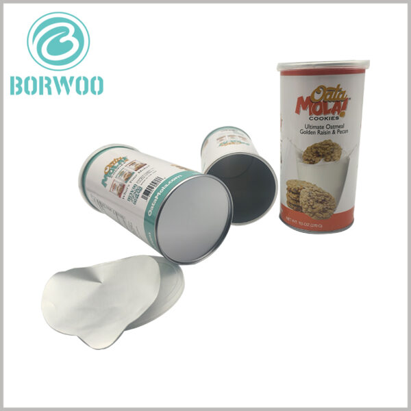 9.5Oz cookie packaging tubes with Aluminum foil and plastic lids