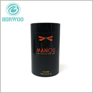 Black round tubes packaging for bottle fountain pen ink.Simple packaging design, but can reflect the characteristics of the brand and products