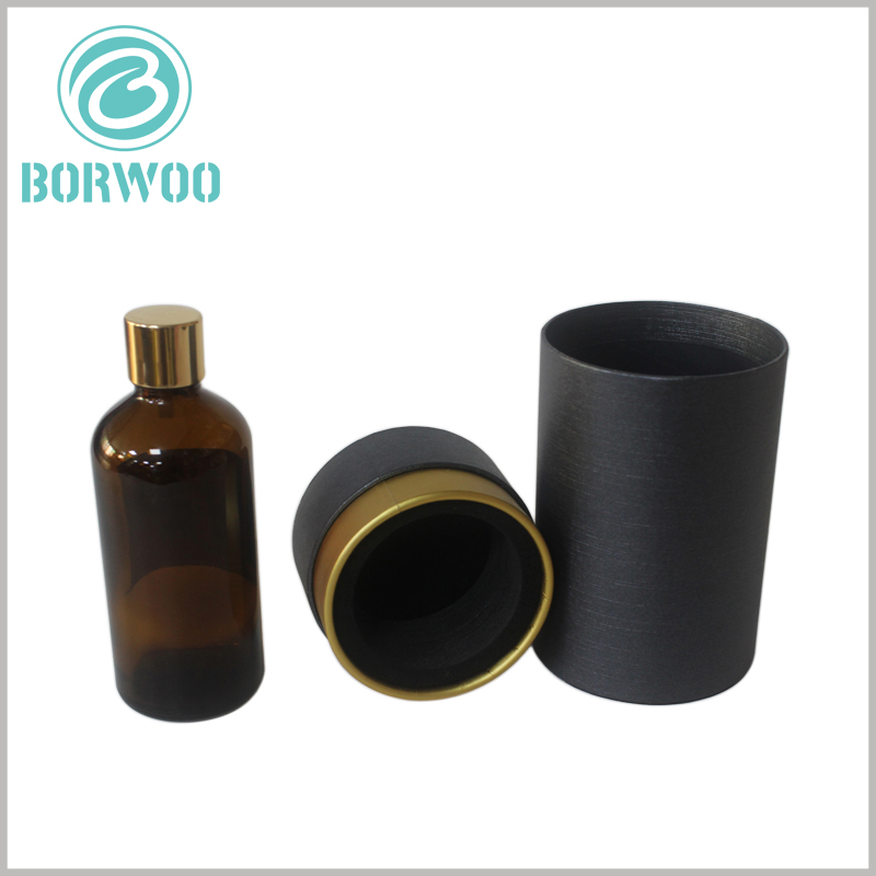 Black round cardboard tubes packaging for bottles