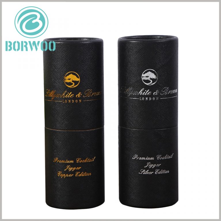 Creative black cardboard tube packaging with bronzing printing