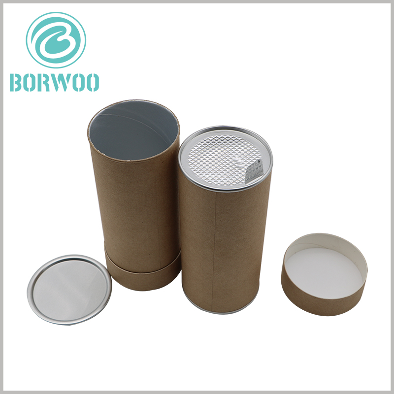 Kraft aluminum linner cardboard round food packaging tube with metal lids