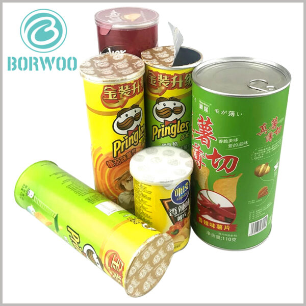 Potato chips packaging tube with aluminum foil sealing film and plastic ...