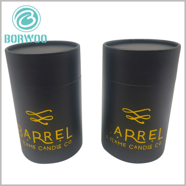 black paper tube candle packaging with bronzing printed