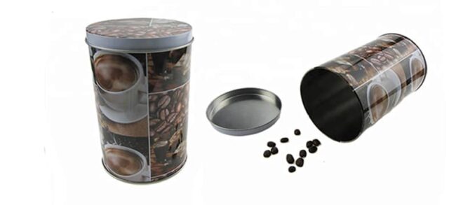 creative coffee tube packaging boxes with iron lids wholesale,Directly using coffee beans as the main element of packaging design