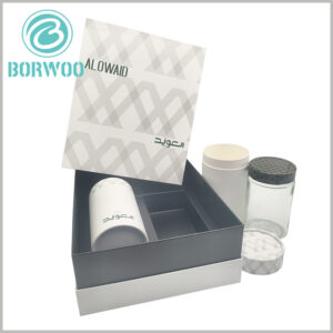 Honey jar packaging tube and 2 jar gift box, the inside of the paper box uses a paper card as an insert to fix the paper tube packaging