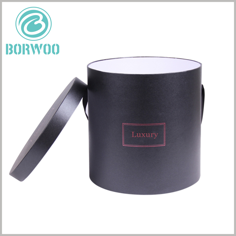 Black large round cardboard boxes with lids wholesale