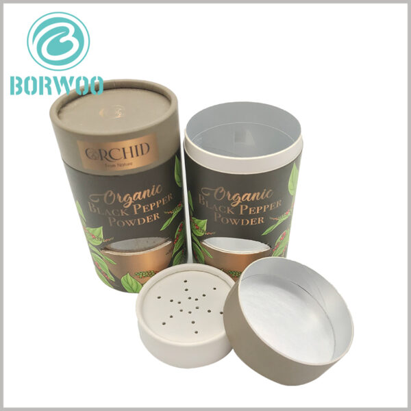 spice packaging tube with window and sifter